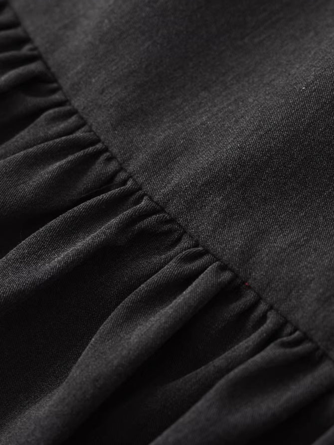 Chain Halter Bubble-Waist Mini Dress