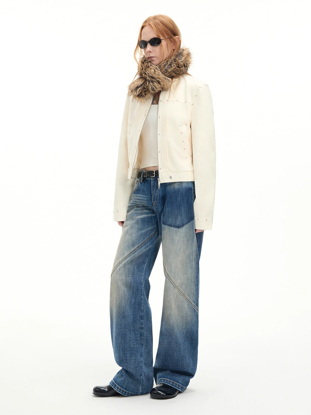 Vintage Washed Wide-Leg Denim Pants