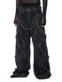 Black Chain-Decorated Washed Cargo Pants - CHINASQUAD