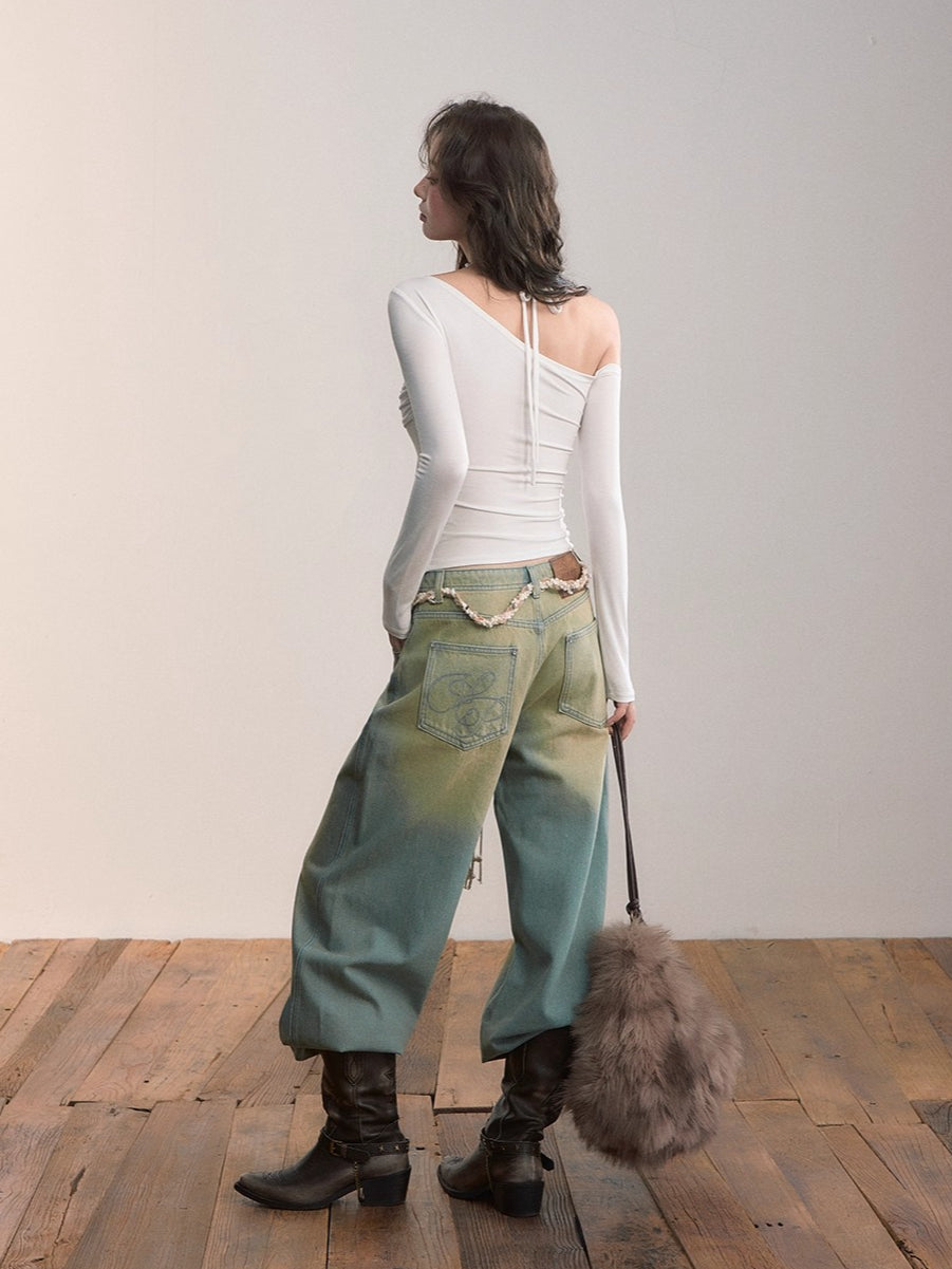 Denim Essence Relaxed Drawstring Pants - CHINASQUAD