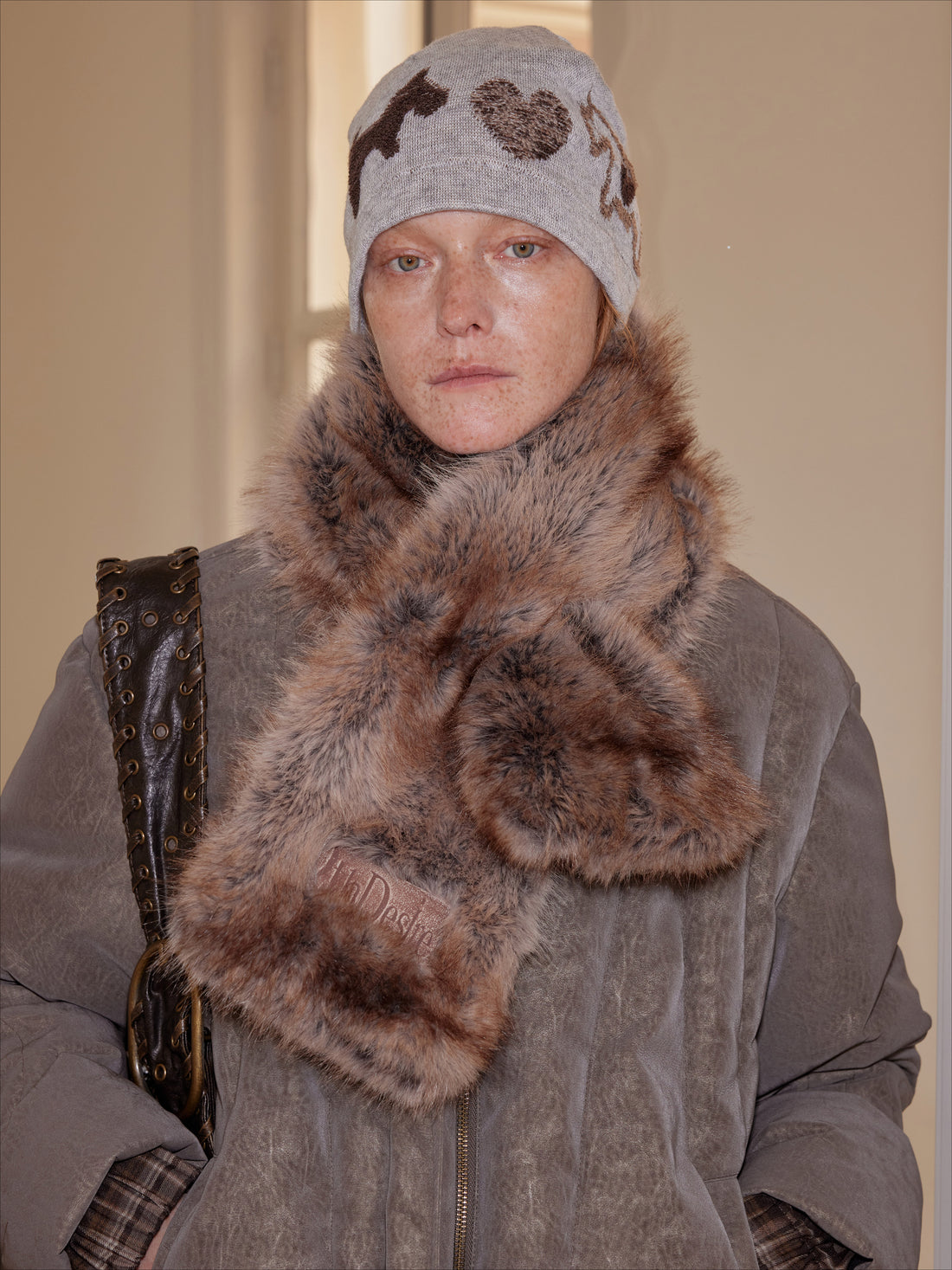 Double-tone Fur & Leather Winter Scarf - CHINASQUAD