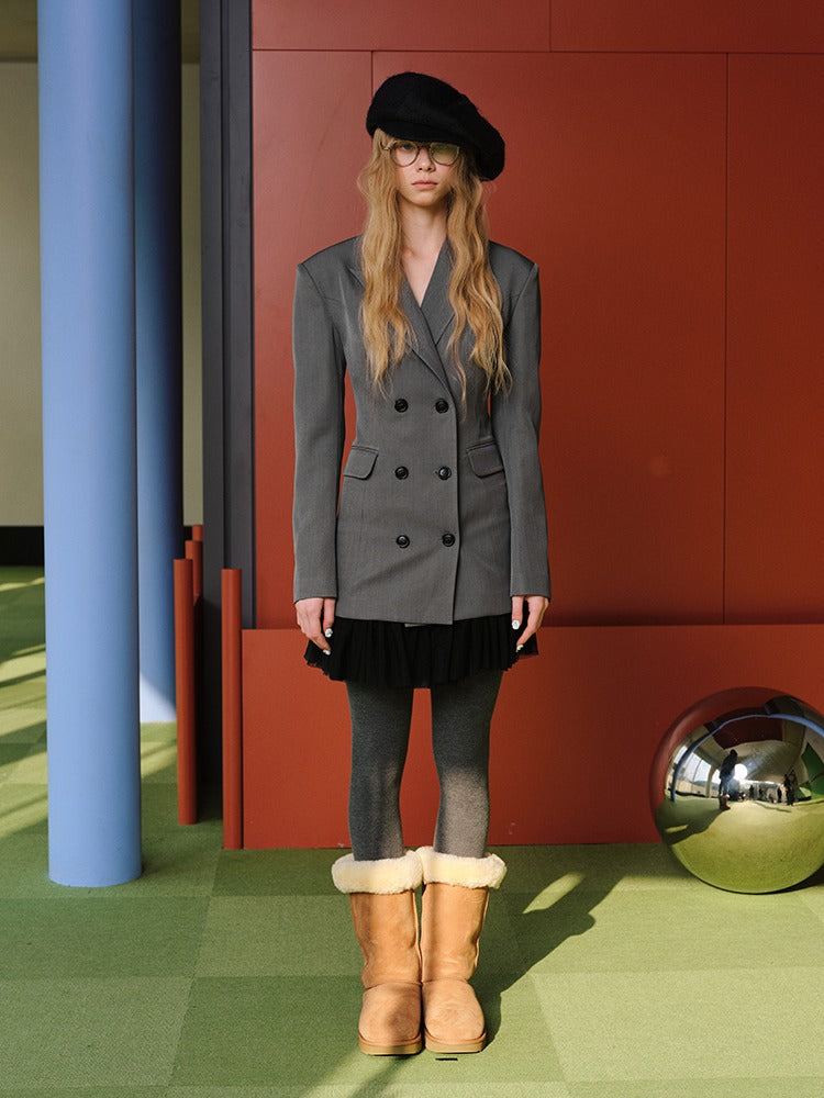 Black & Gray Blazer Dress - CHINASQUAD