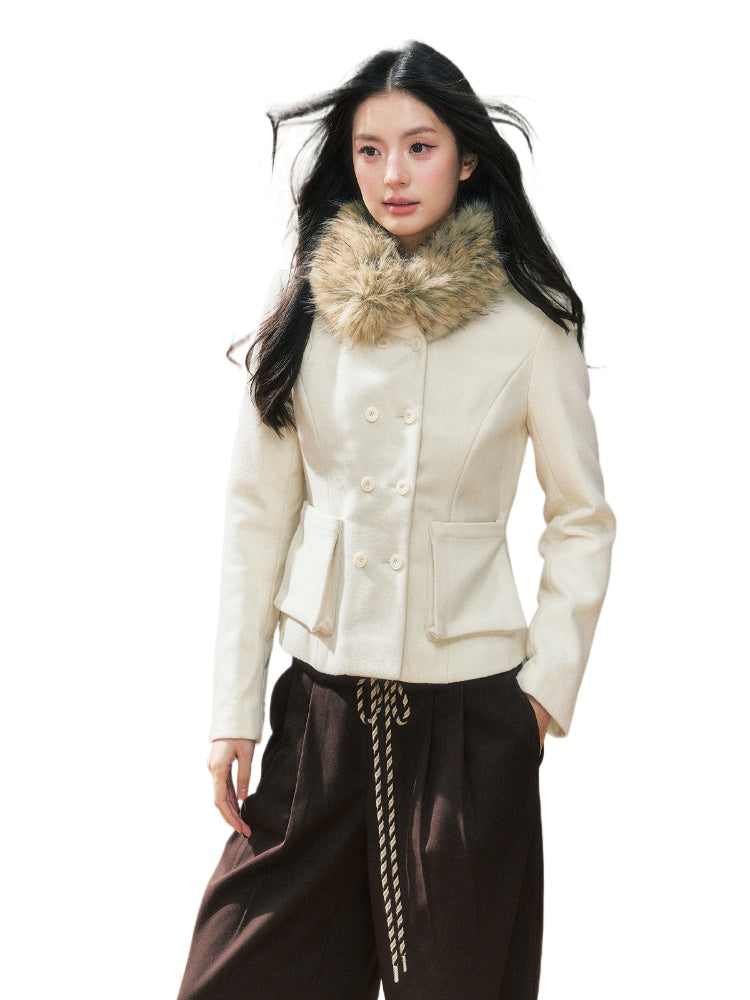 (Final Sale) Hooded Wool Slim Short Coat - CHINASQUAD