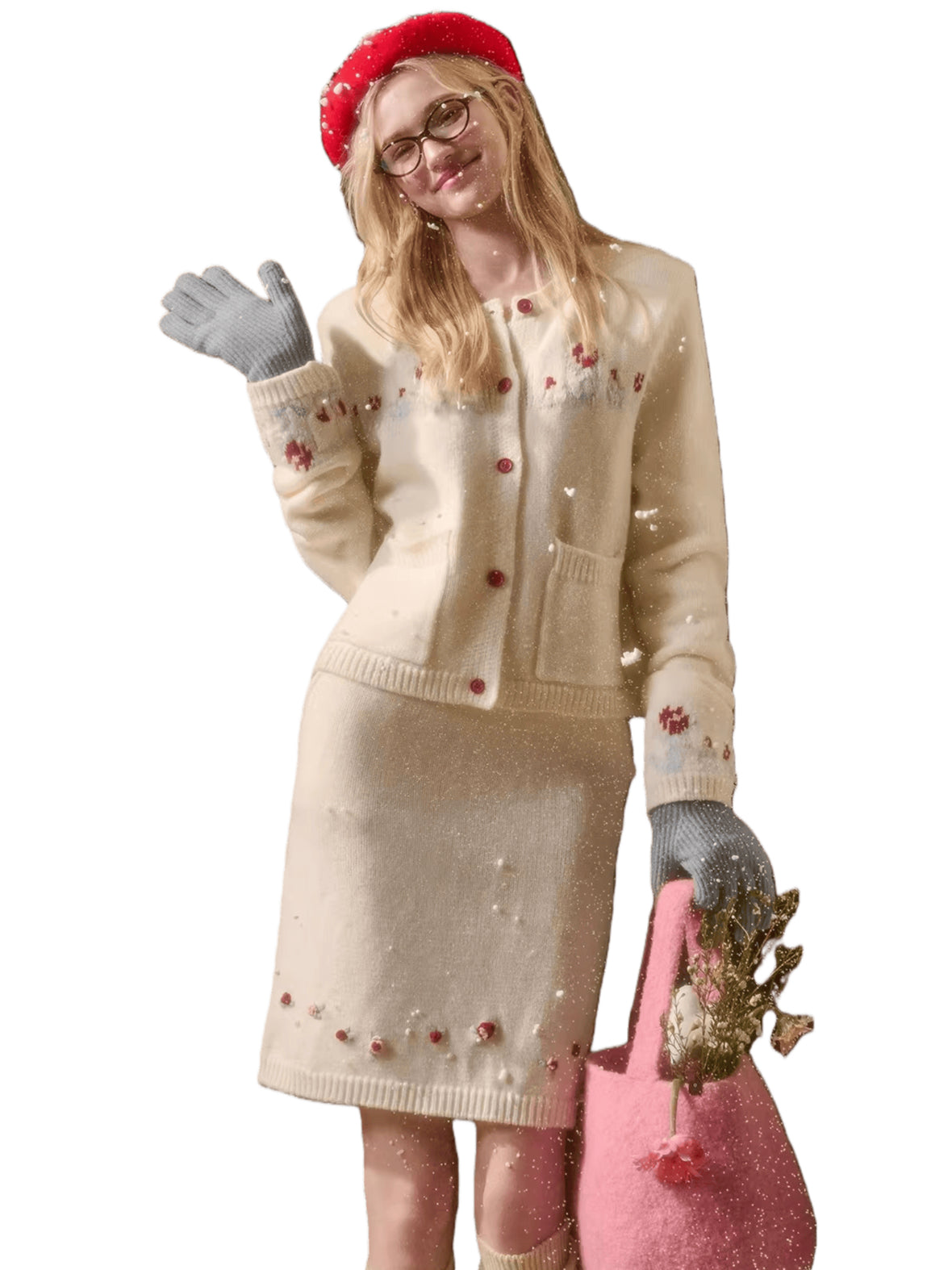 Wool-Blend Embroidered Knit Set