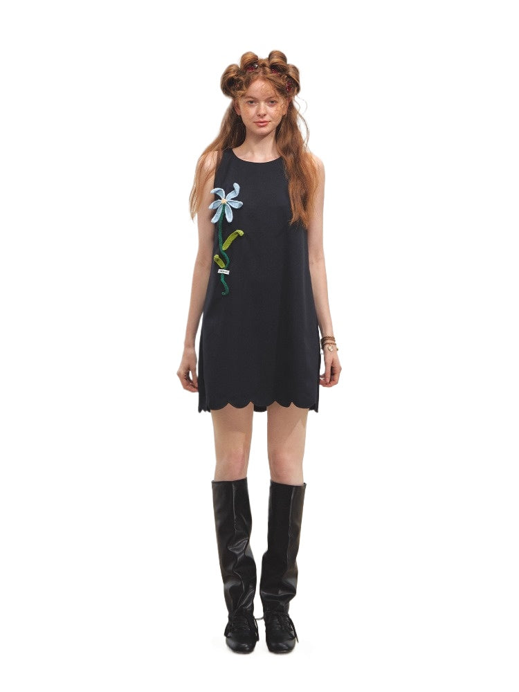Hand-Crocheted Flower Sleeveless Vest Dress - CHINASQUAD