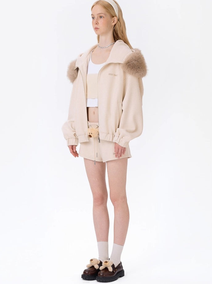 Plush Doll Fleece-Lined Straight Shorts