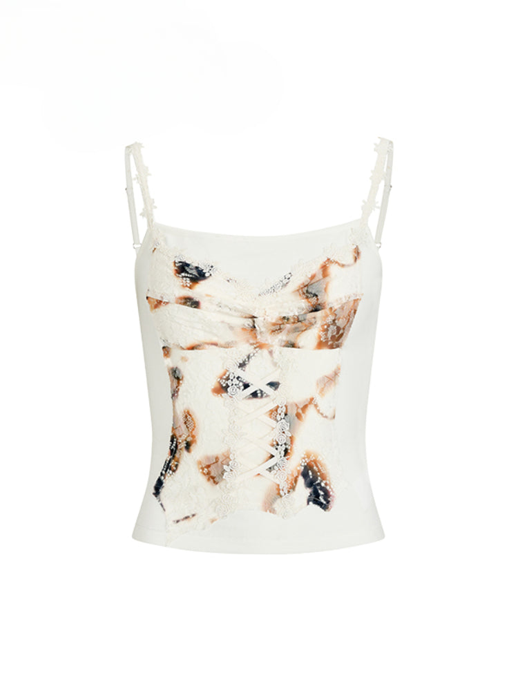 Off-white Lace Panel Camisole - CHINASQUAD