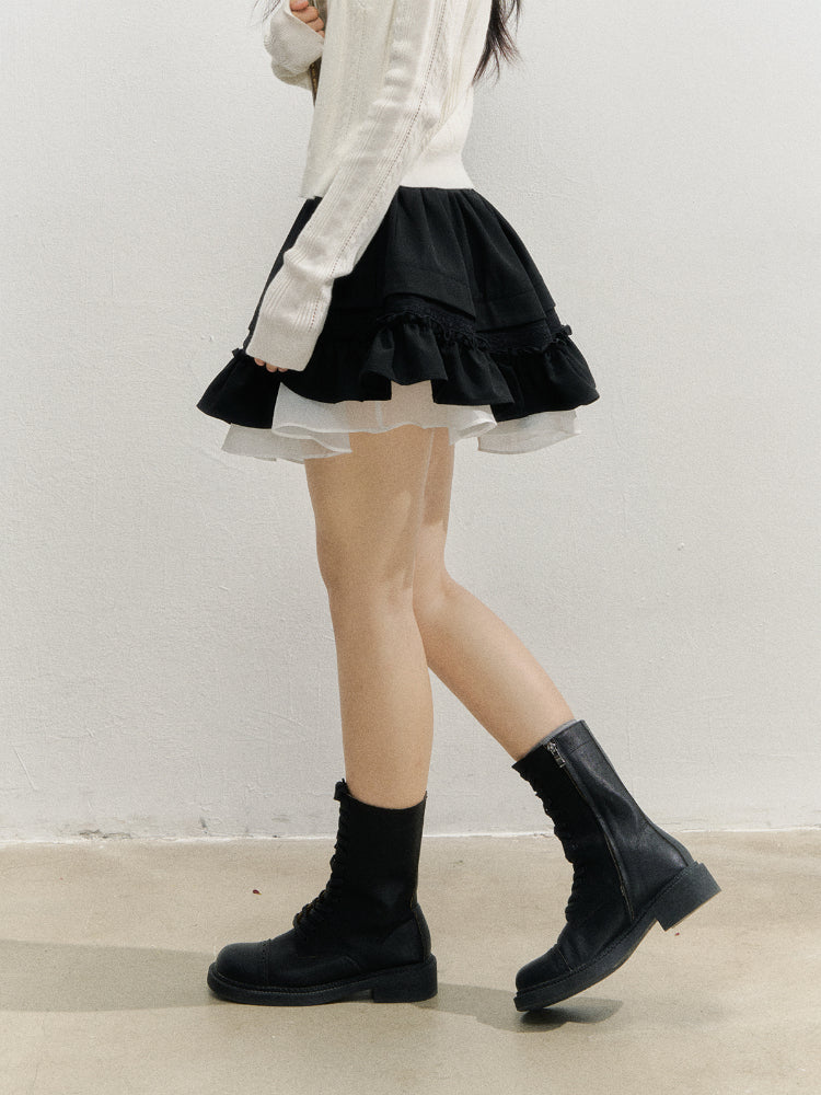 Black Retro Tiered Skirt