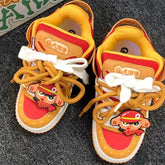 Orange Burger Embroidered Lettering Low-Top Skate Sneakers - CHINASQUAD