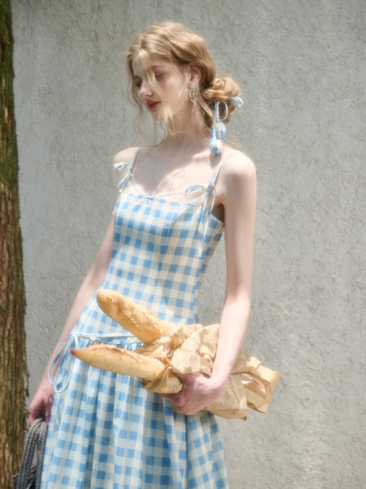 Lace Fake Two-Piece Pleated Patchwork Dress - CHINASQUAD