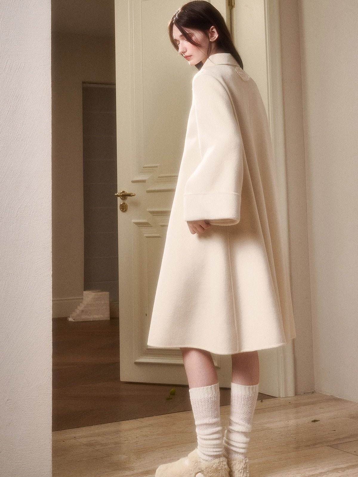 Playful Winter 100% Wool Cape Coat