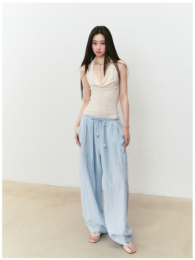Heavy-duty Knitted Draped Neck Tank Top Set - CHINASQUAD