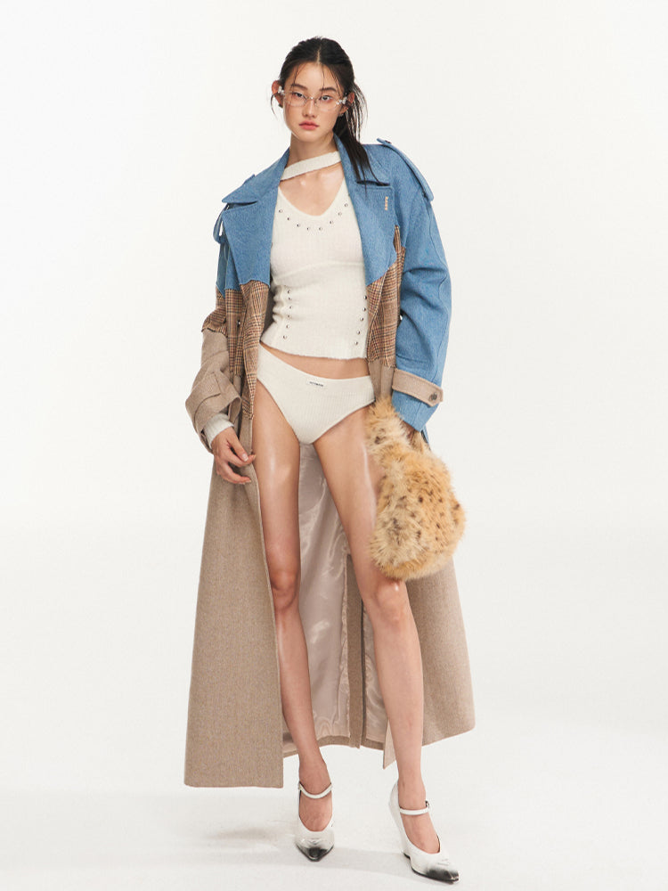 Plaid Belted Wool Coat - CHINASQUAD