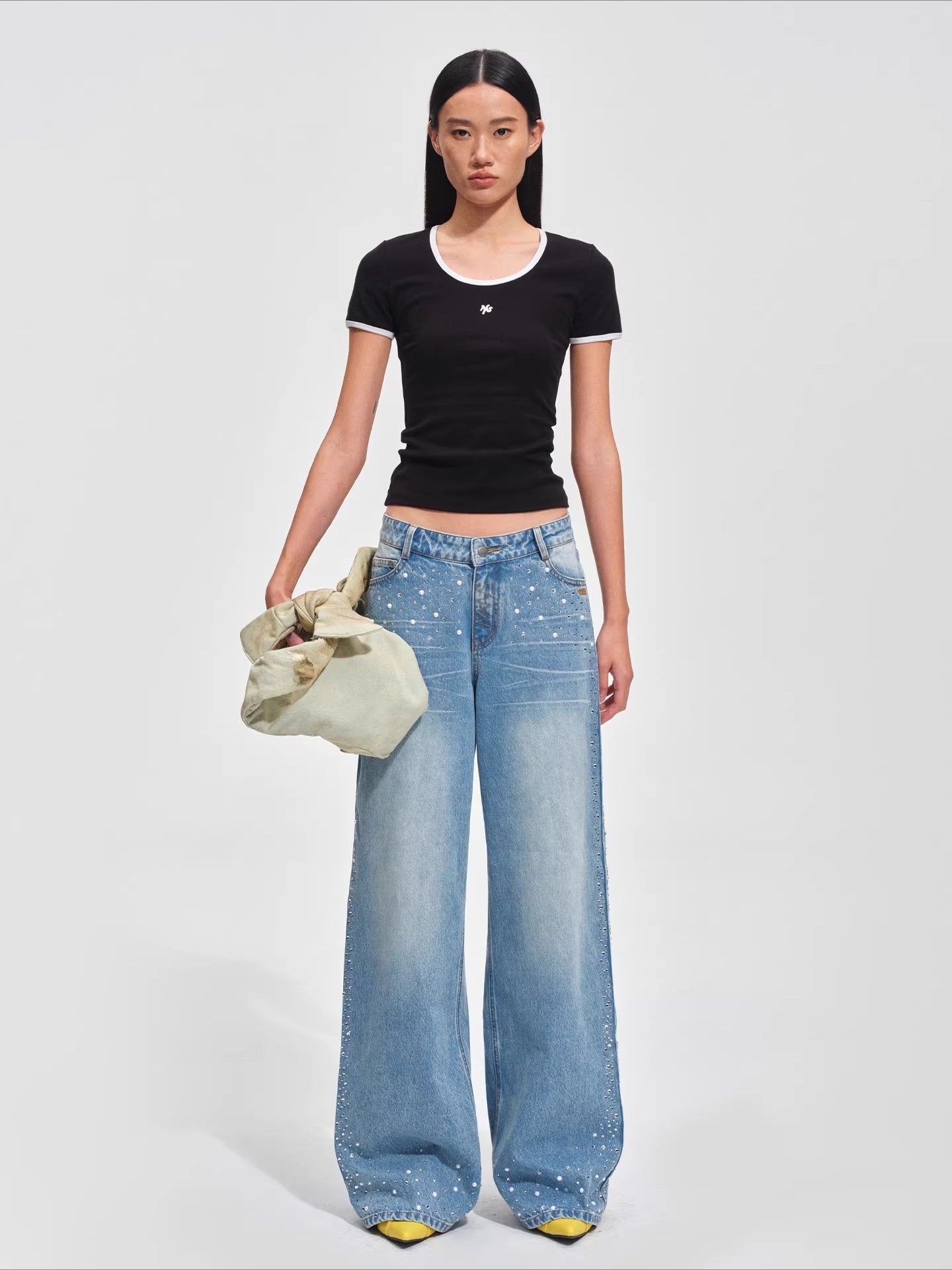 Ribbed Crewneck Fitted Sports T-Shirt