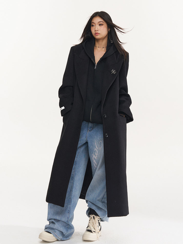 Black Wool Overcoat - CHINASQUAD