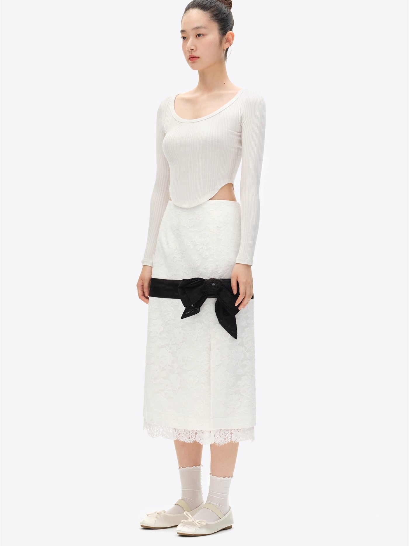 Bow Lace Midi Skirt