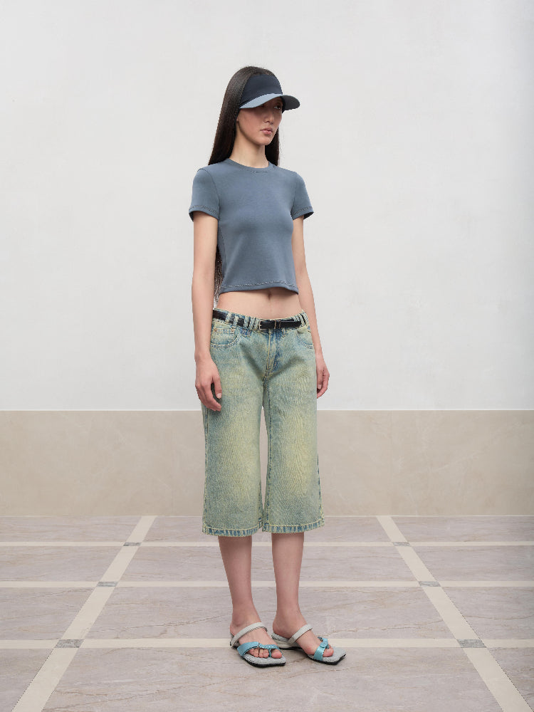 Regular-Shoulder Round Neck Short-Sleeve T-Shirt