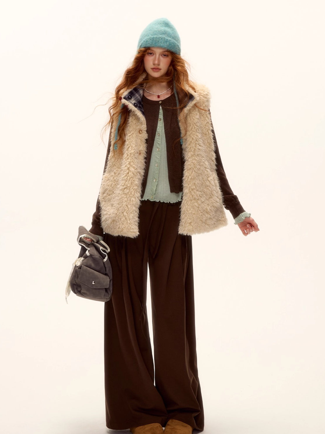 Reversible Plaid Fleece Button-Up Vest