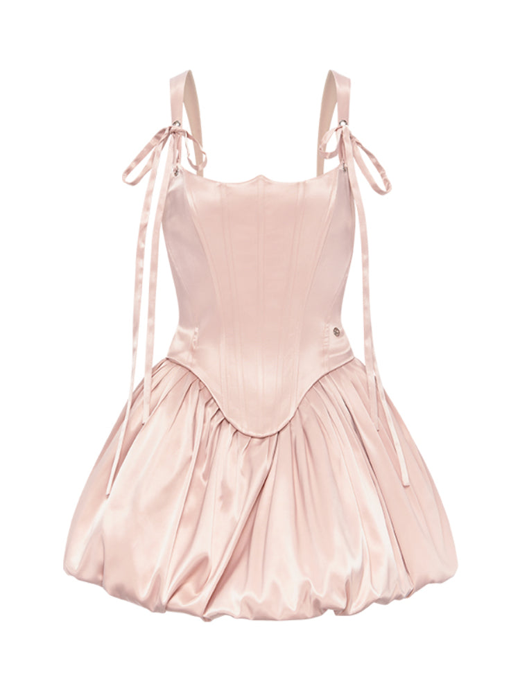 Elegant Waistline Mini Bubble Dress - CHINASQUAD