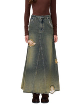 Split Deconstructed A-line Denim Skirt - CHINASQUAD