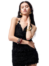 V-Neck Beaded Draped Collar Halter Cami Top - CHINASQUAD