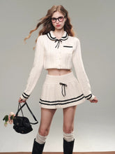 (Final Sale) Sailor Doll Collar Knit Cardigan & Skirt Set - CHINASQUAD