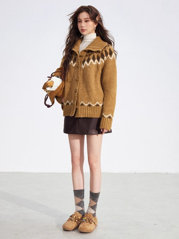 Fair Isle Wool-Blend Collared Knit Sweater