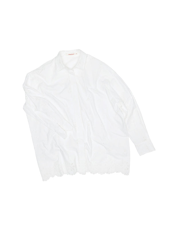 White Lace Jacquard Shirt - CHINASQUAD