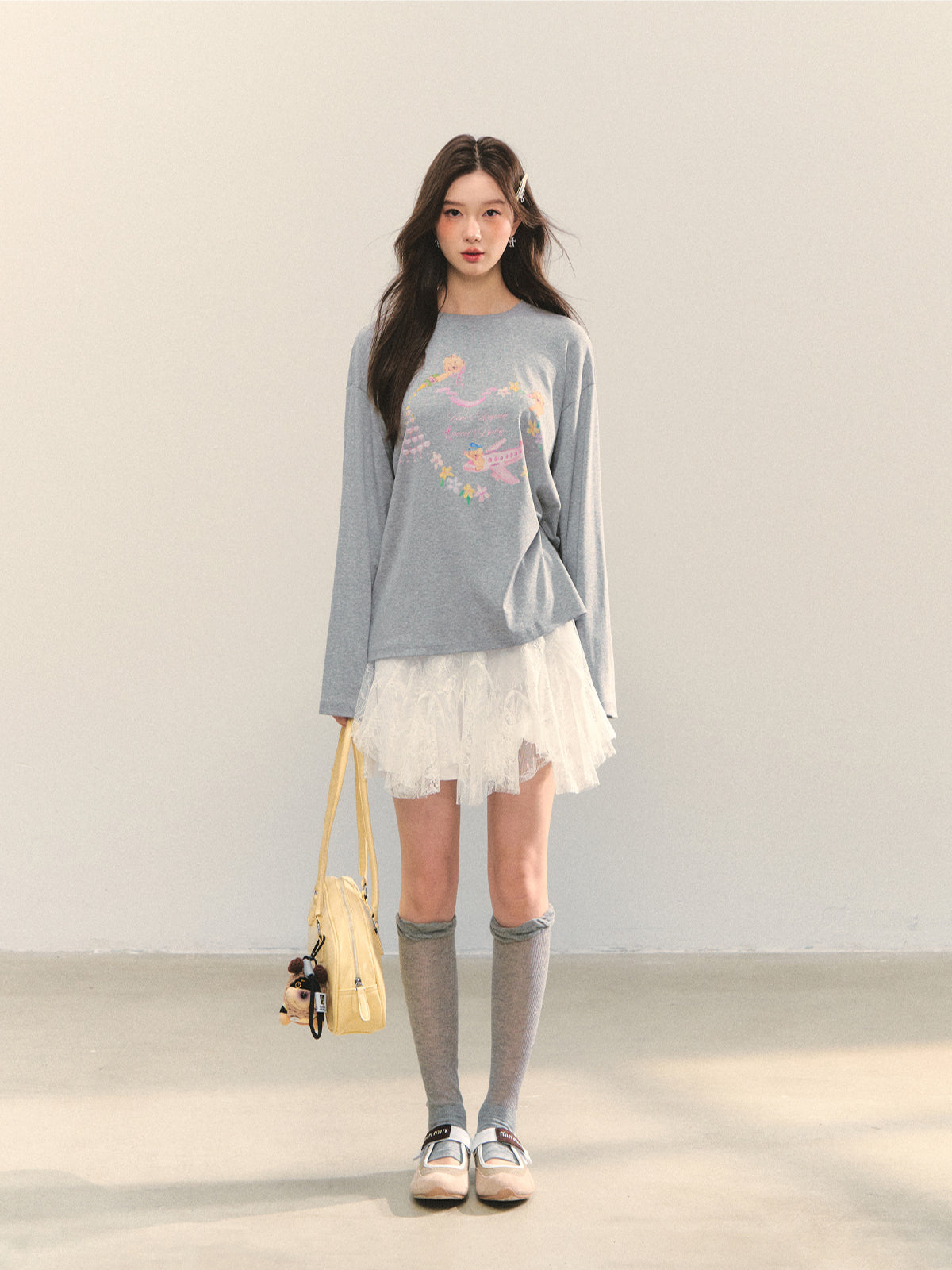 High-Waist Lace Tie Puff Skirt - CHINASQUAD