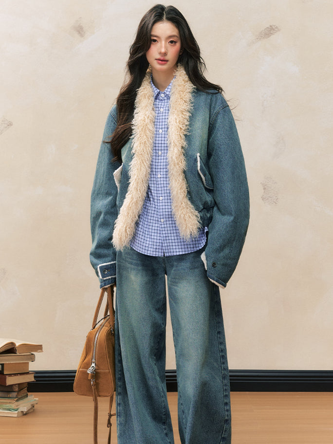 Blue Loose Wide-Leg Jeans - CHINASQUAD