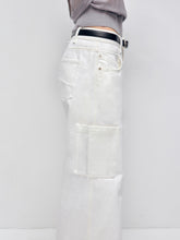 White Cotton Low Waist Wide Leg Jeans - CHINASQUAD