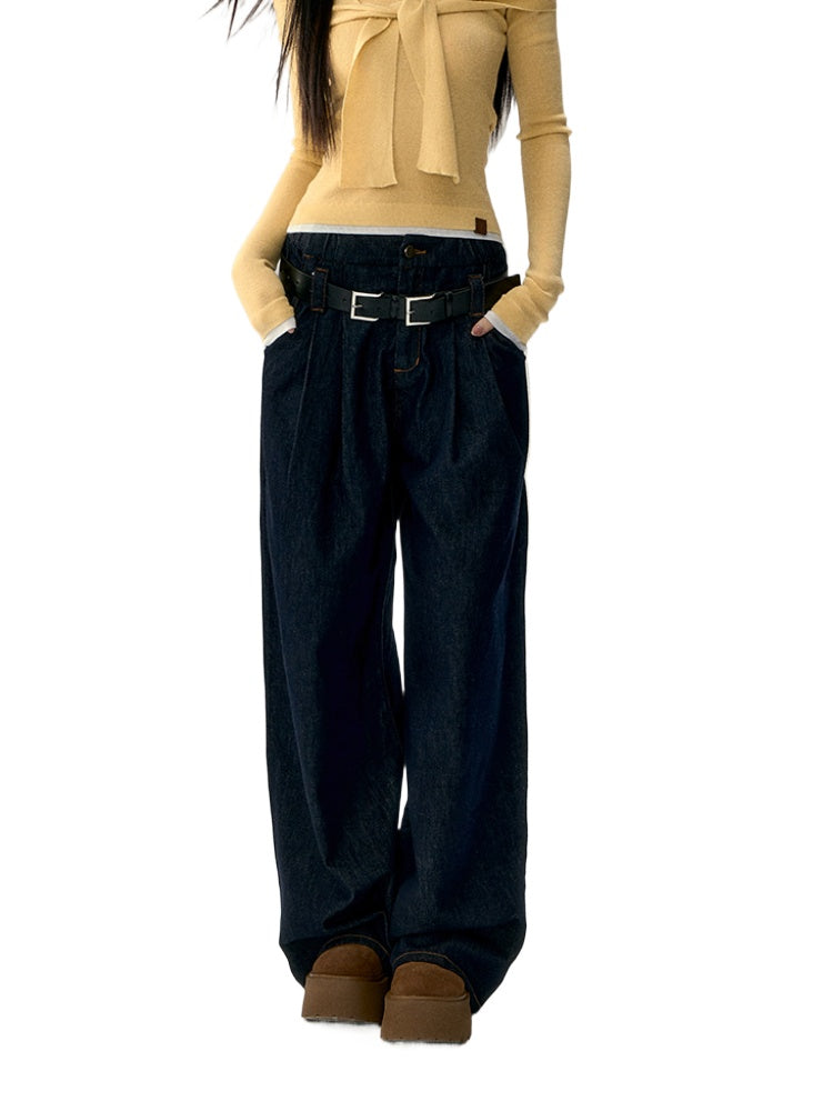 Original Color Wide-Leg Loose Denim Jeans - CHINASQUAD