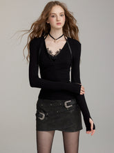 V-neck Slim Fit Zipper Long Sleeve T-shirt - CHINASQUAD