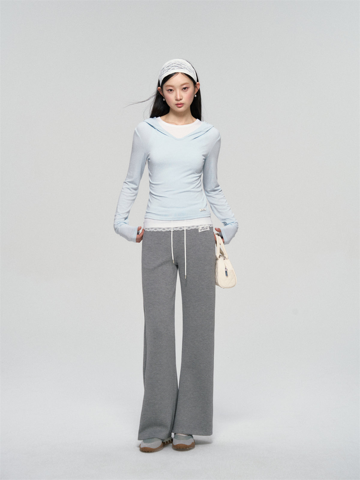 Dual-Layer Hooded Lace Trim Top - CHINASQUAD