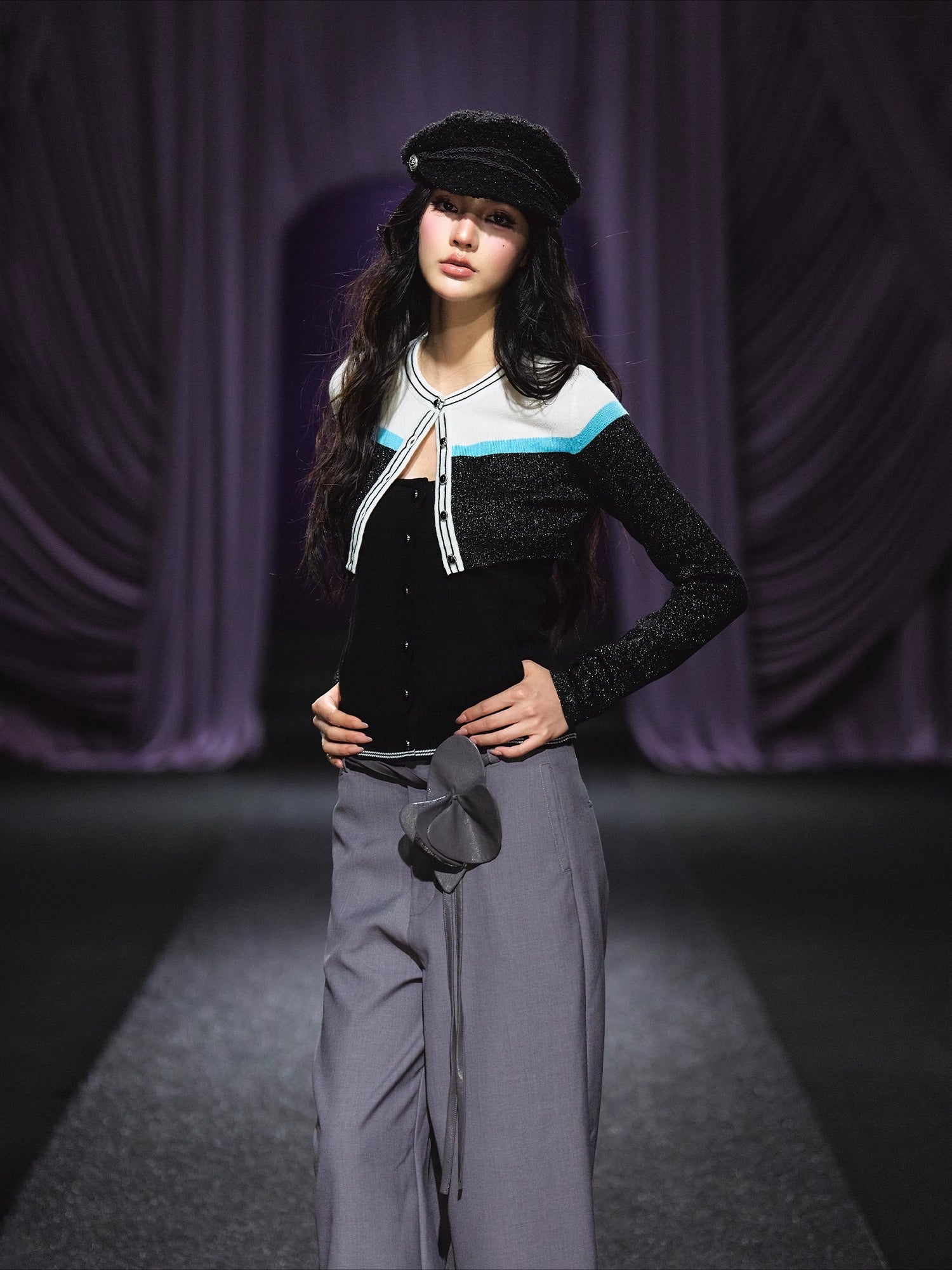 Sparkle Contrast Trim Knit Two-Piece Set - CHINASQUAD