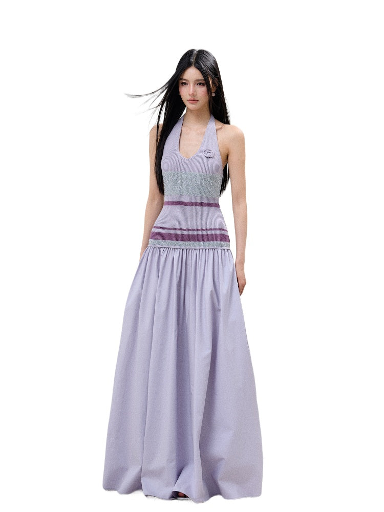 V-Neck Halter Backless Dress - CHINASQUAD