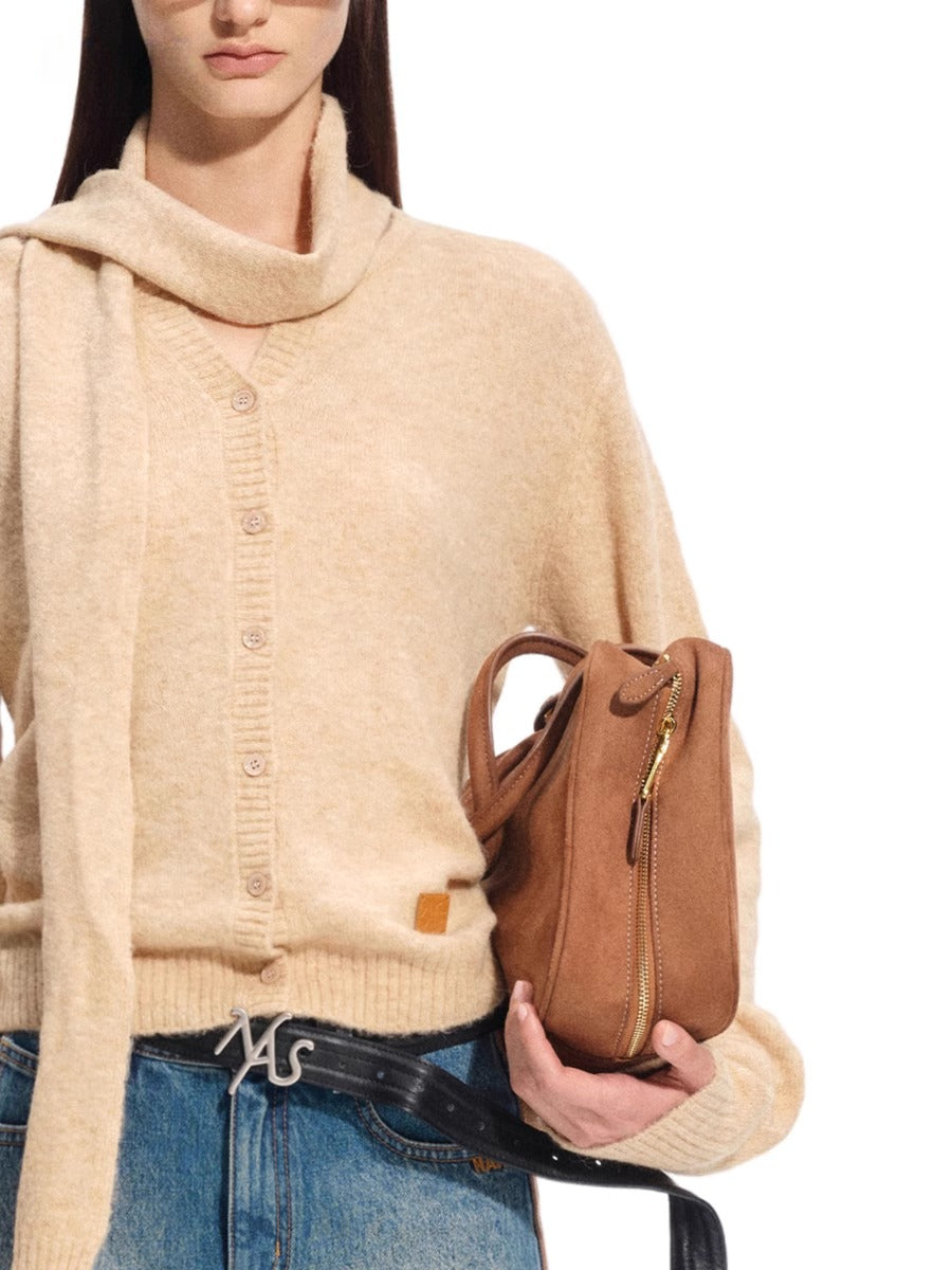 "Rose Series" Alpaca Wool & Scarf Collar Knit Cardigan - CHINASQUAD