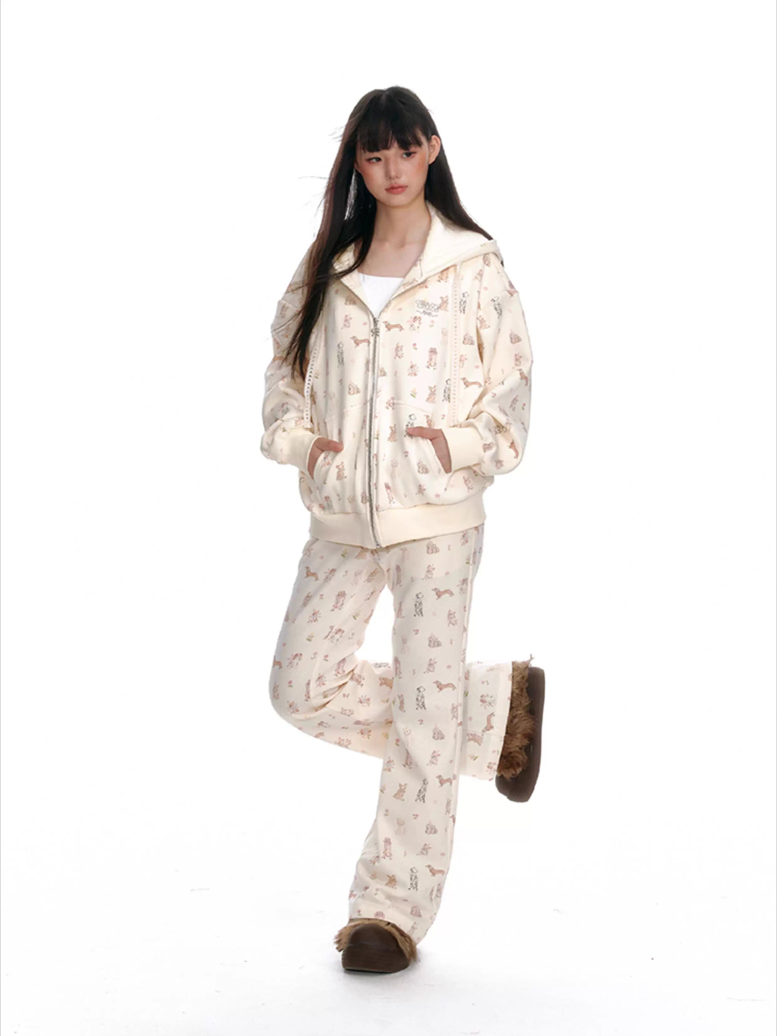 Dog Print Knit Lounge Set