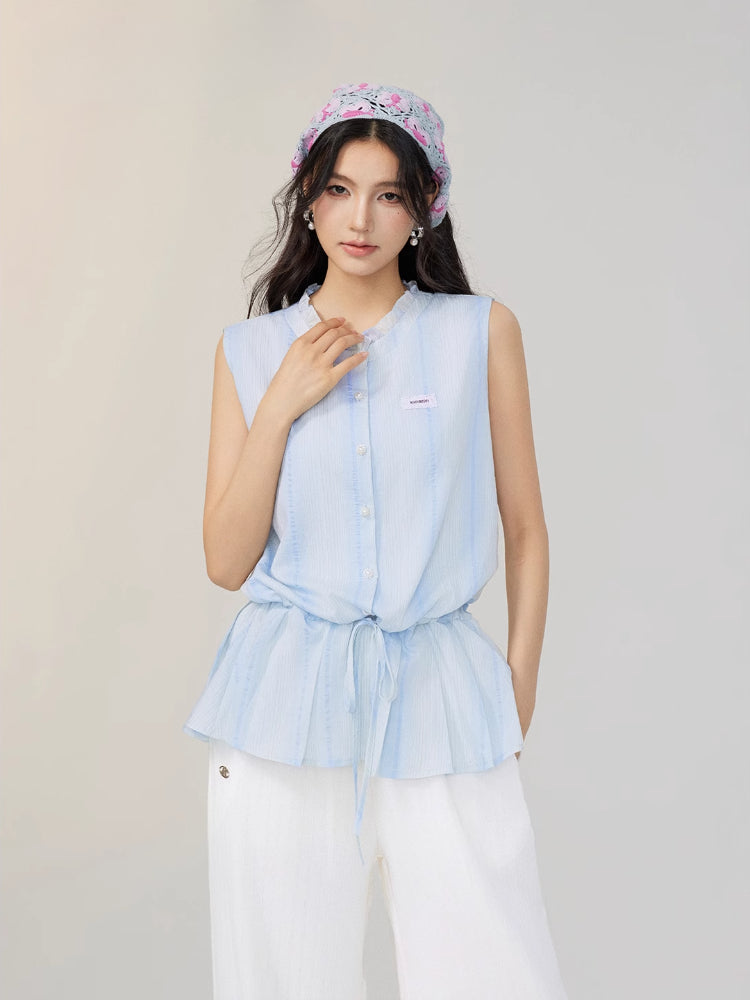 Lace-Up Waist Blouse