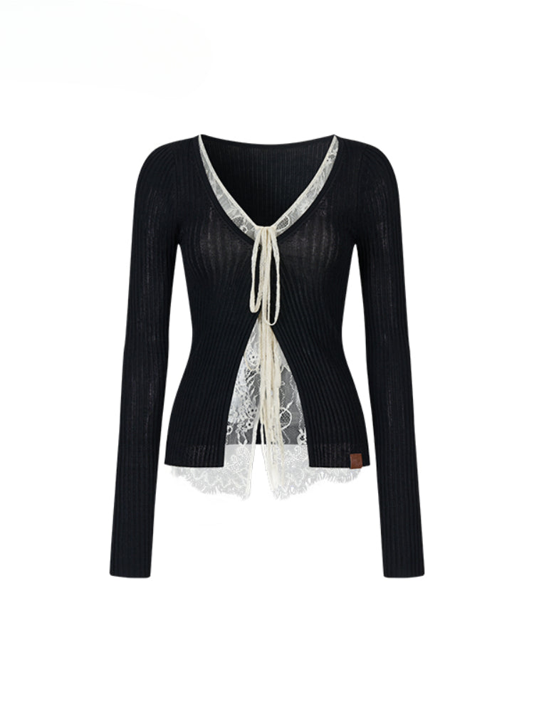 Lace Spliced Sun Protection Knitted Cardigan - CHINASQUAD