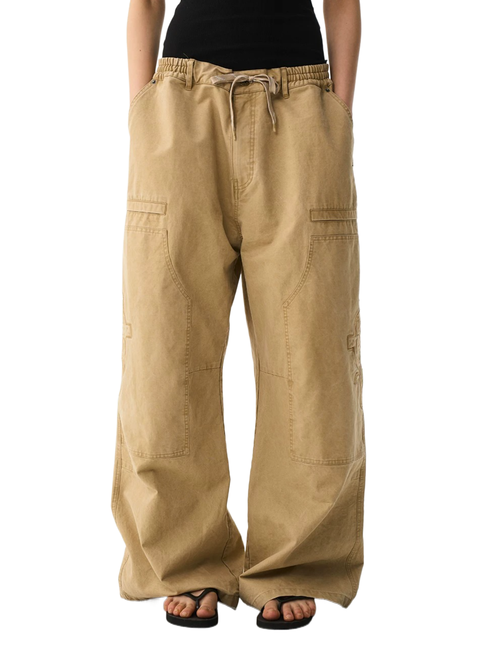 Vintage Washed Embroidered Workwear Baggy Pants