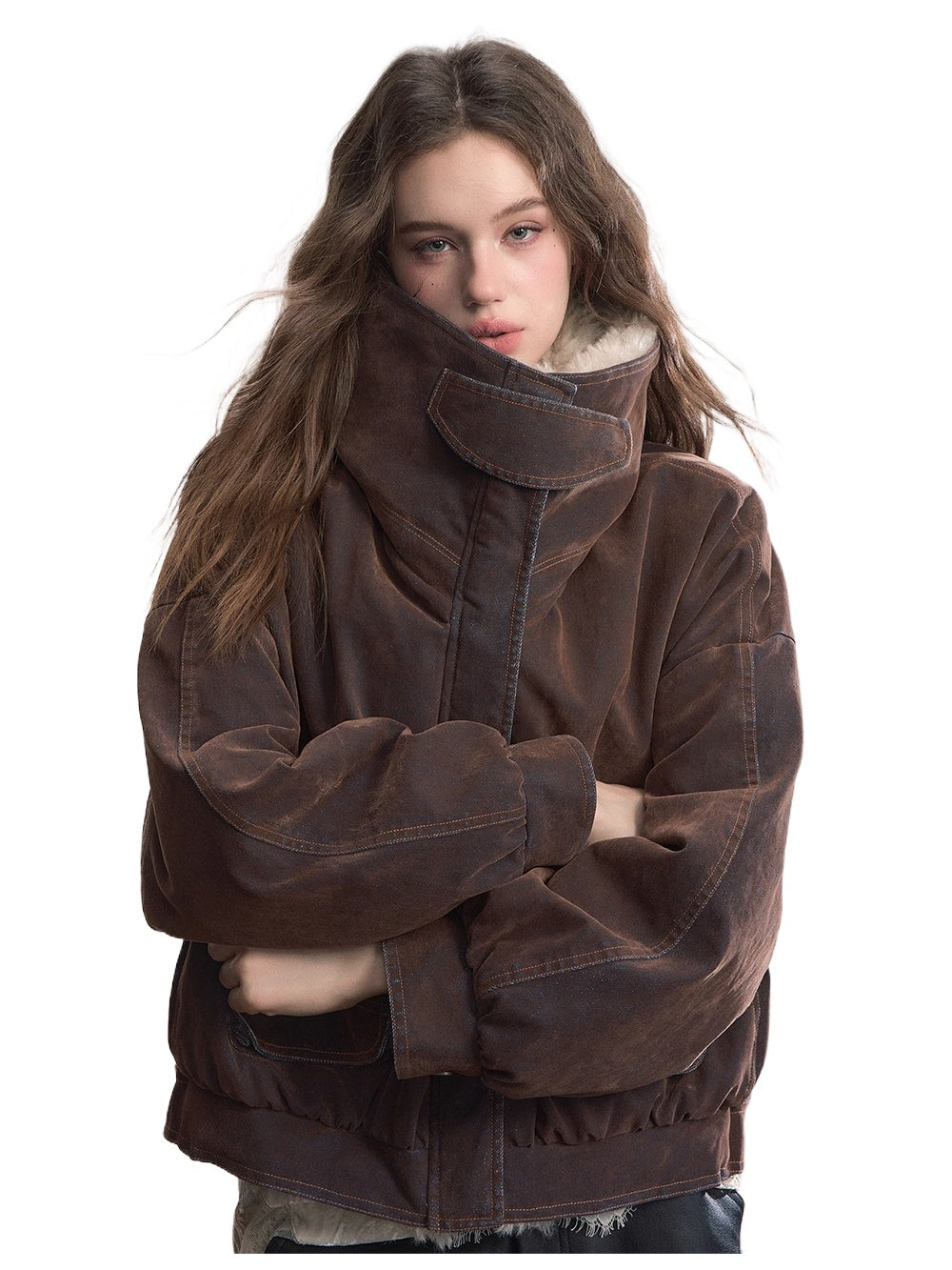 Velvet Fusion Oversized Faux Fur Down Jacket