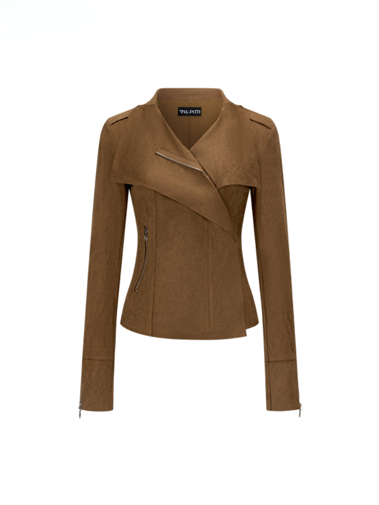 Large Collar Short Suede Jacket - CHINASQUAD