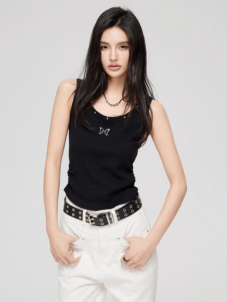 Butterfly Charm U-Neck Tank Top - CHINASQUAD