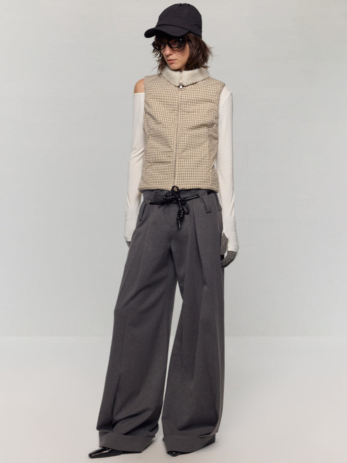 Wool Blend Wide-Leg Pants - CHINASQUAD