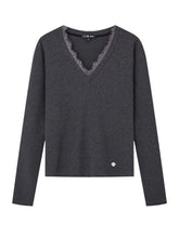 Lace Spliced Fake Two-Piece Knit Sweater - CHINASQUAD