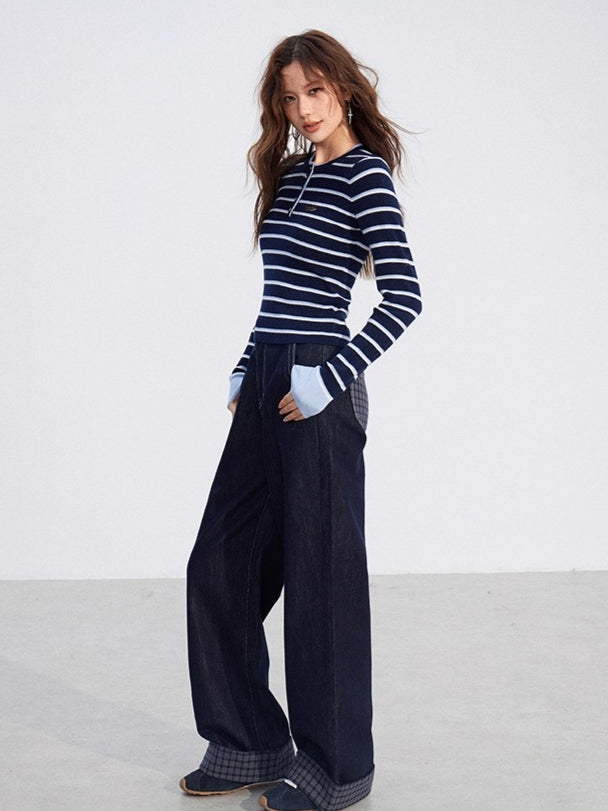 Contrast Striped Wool-Blend Knit Turtleneck