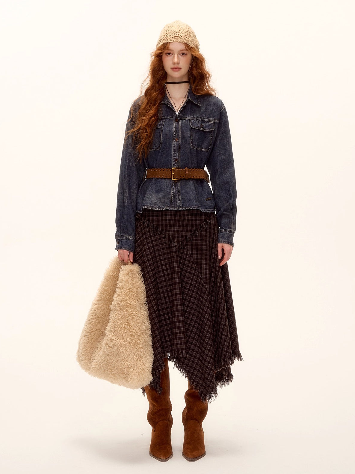 Vintage Washed Denim Belted Shirt