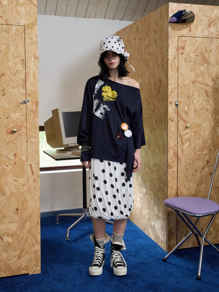 Polka Dot Knot Midi Skirt - CHINASQUAD