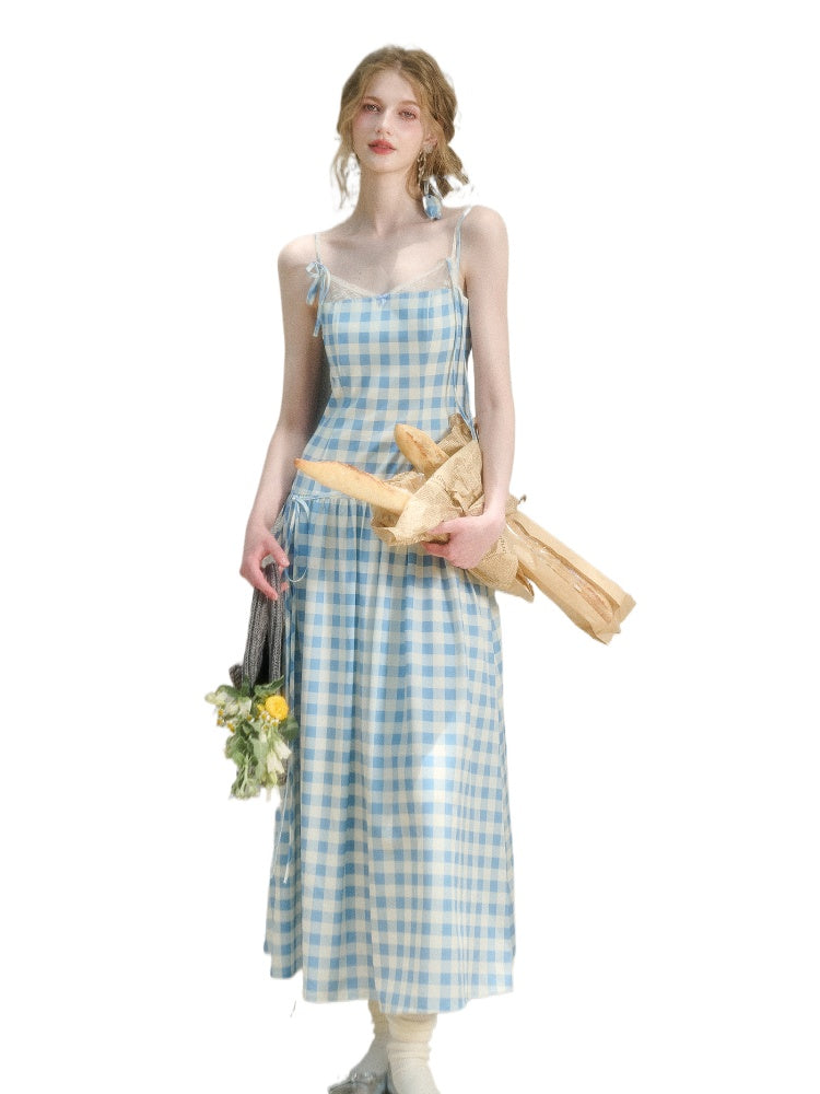 Lace Fake Two-Piece Pleated Patchwork Dress - CHINASQUAD